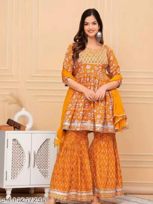 09 Mustard sharara and duptta set