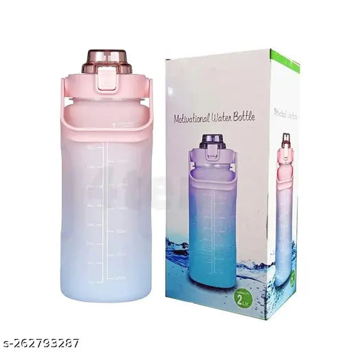 2 Liter Motivational Time Marker Water bottle for office Water bottle for gym Non Toxic Gallon Water Bottle for Kids Adults Sipper Bottle (Pink)