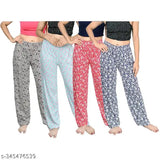 pack of 4 womens & girls cotton printed pyjama lower of dailywear