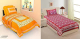 Navratri/Orange - Classic Attractive 85 X 59 Single Bedsheets Combo