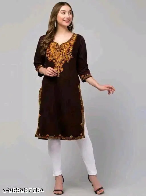 Trendy Winter Bliss | Discover Kashmiri Woolen Kurtis with Intricate Embroidery