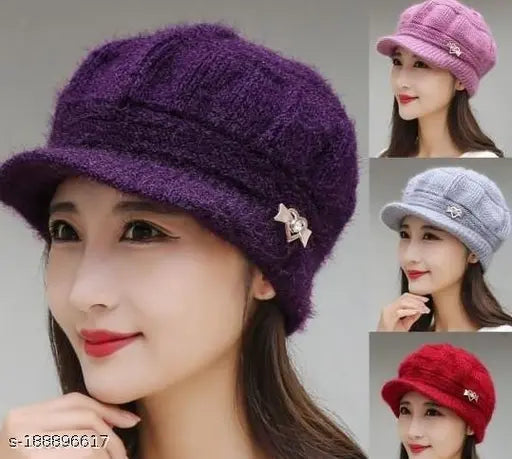 Piftif Assorted colour pack of 1 Winter Hats for Women Girls Warm Wool Knit Snow Ski Skull Cap