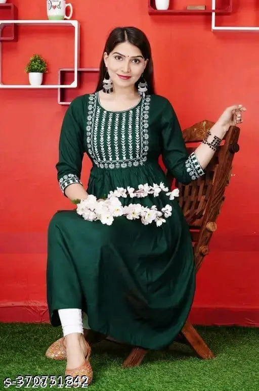 Women Anarkali Embroidery Kurti