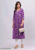 TRENDING PRINTED EMBROIDERY PURPLE ANARKALI KURTI FOR WOMEN & GIRLS