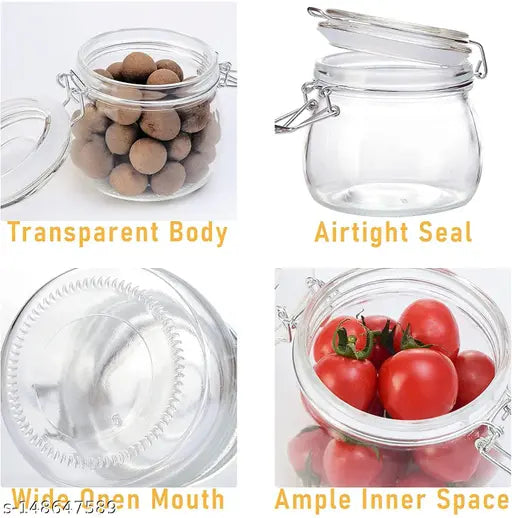 Glass Jars with Airtight Lids Wide Mouth Storage Canister Jars Storage Buckle Lid for Preserving Decorating Canning Jar Dry Food Storage Pasta Spice Beans Flour