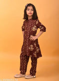 Brown Rayon Straight Kurta and Pant Set