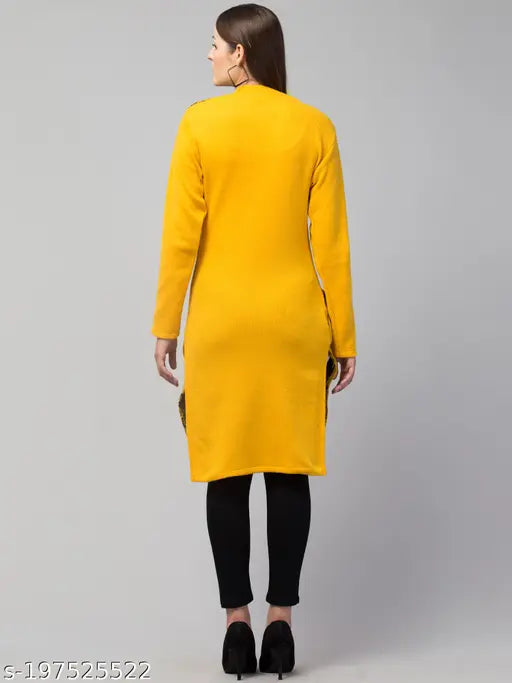 Trendy Woman Winter Woolen Kurti (Mustard)