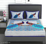 160 Tc Pure cotton Double bed bedsheet with 2 pillow cover (Combo of decorative and lowest price)