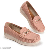 Women's Synthetic Leather Ankle Pink Women Comfortable Slip On Flat Loafer Ballet; Casual and Formal Footwear