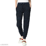 Women Printed StraightFit Blue Trousers