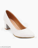 FQ White Block Pumps Heels