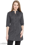 Women's Checked Grey Rayon Top