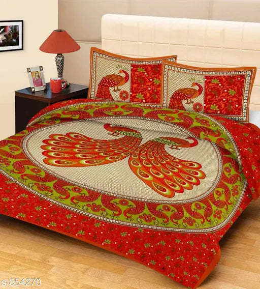 Elegant Printed Cotton Double Bedsheet