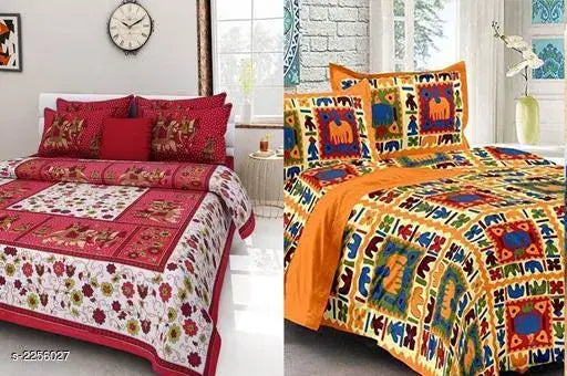 Attractive Cotton Printed Double Bedsheets ( Pack Of 2 )