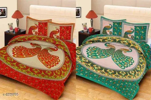 Stylish Cotton Printed Double Bedsheets (Pack Of 2)