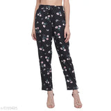 POPWINGS Women's Printed Black Pyjamas and Lounge Pants