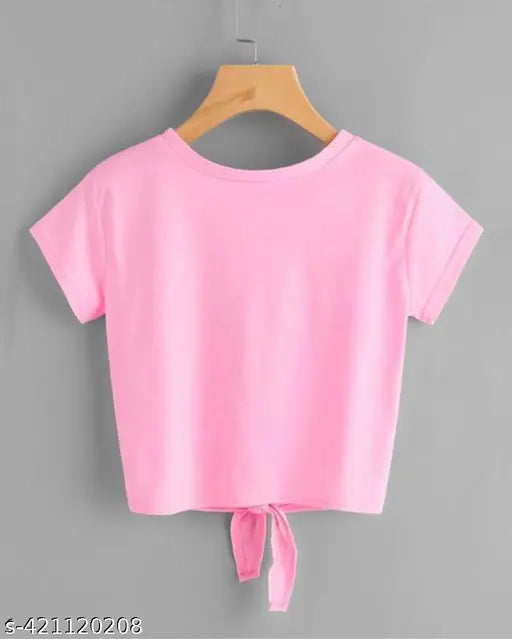 Pink Crop Top & T-Shirt for Women BTS Printed