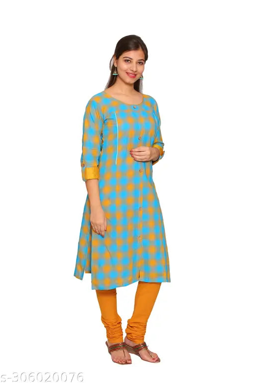 Feeding Kurti ; Materntiy Kurti ; Zipper Kurti ; Pregnancy Kurti ; Mother's Kurti ; Feeding Kurta Pure Cotton blue mustard