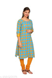 Feeding Kurti ; Materntiy Kurti ; Zipper Kurti ; Pregnancy Kurti ; Mother's Kurti ; Feeding Kurta Pure Cotton blue mustard