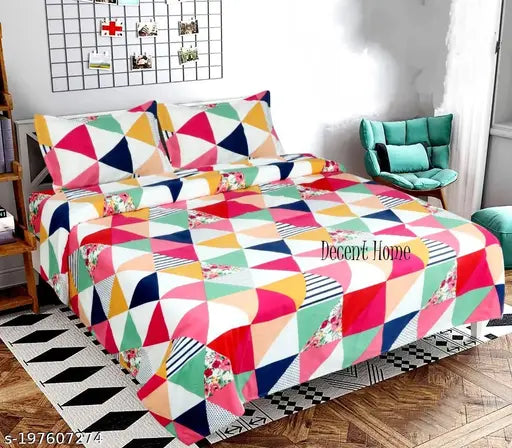 Decent Home Double bedsheet with two pillow cover