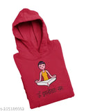 Red color Hoodie with Funny Yoga Print (Both side printed)