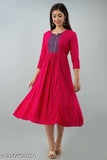 Women Red Colour 3/4 Sleeve Anarkali Kurtis