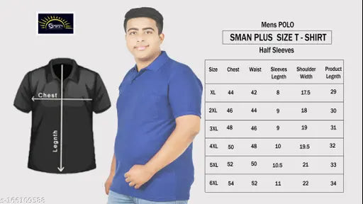 SMAN Polo Plus Size T-shirt for men with pocket in Matty Fabric, Half Sleeve, Regular Fit with Collar| Pack of 2 | Red & Green ("plus size tshirt " “SMAN tshirt" "tshirt for men" "men tshirt" "oversize tshirt " "tshirt men" "half sleeve tshirt" "polo