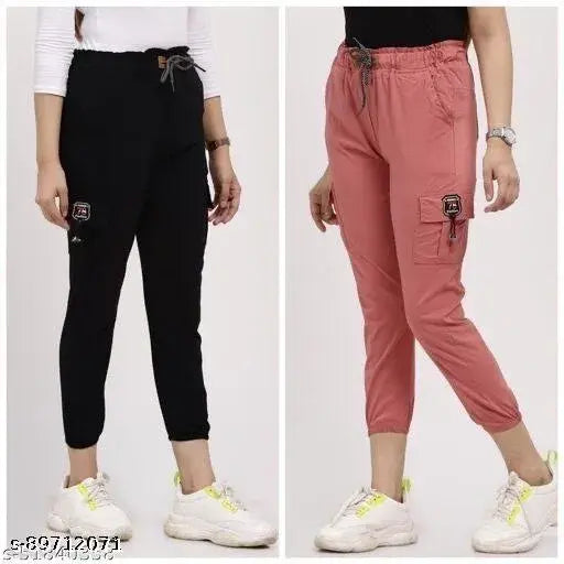 Trendy Joggers Pants and Toko Stretchable Cargo Pants/Trouser for Girls and women's - Combo Pack of 2 Trousers & Pants