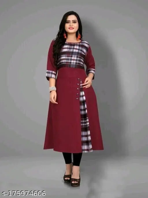 Maroon Colored Cotton Printed Kurti