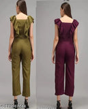 trending jumpsuit -combo of purple and olive