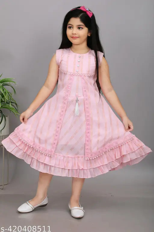 Pinktastic Knee-High Fun: Pure Cotton Frock for Girls