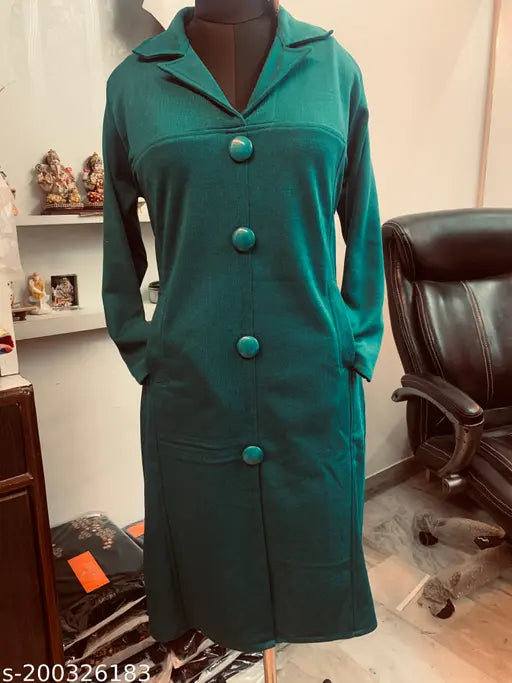 Winter Coat Style Kurta with collars and Front Buttons and Side Pockets