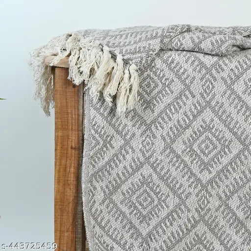 Stitch Weave 100% Cotton Throw Blanket for Couch | Soft | Plush | Warm and Cozy Throw Blanket, Single Layer, Perfect for Bed Couch and Sofa Chair (Grey, 50 x 60 Inches)