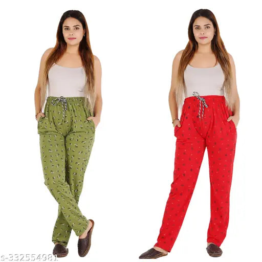 RILO Women's Cotton Lower Track Pant Pyjama With Both Sides Pocket and Zip Combo Pack of 2