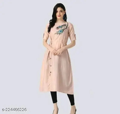 Yagnik Fashion Women's Quirky Round Peach Kurtis & Kurtas