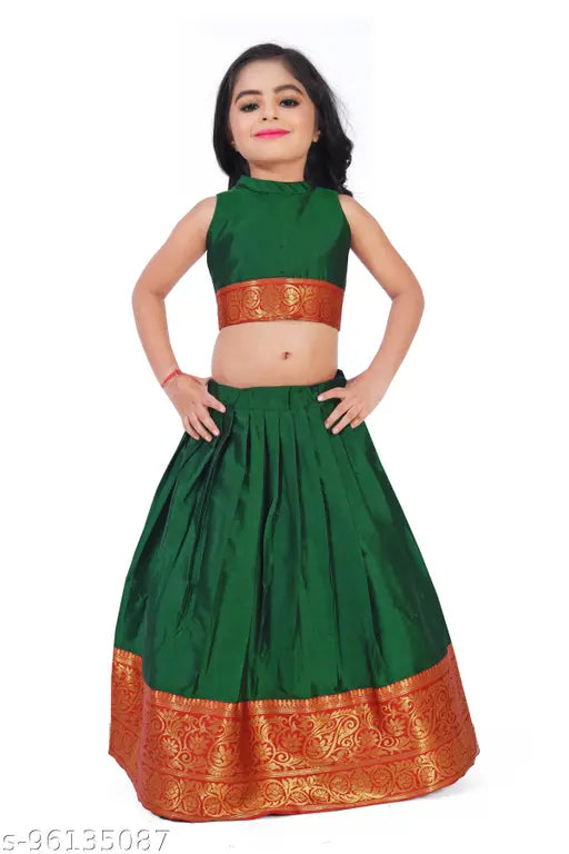 Girls Pattu Pavadai Lehenga Choli Set