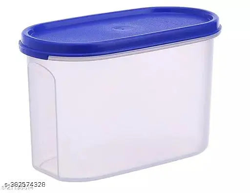 Plastic OVAL MODULAR CONTAINER Storage Jar & Container 1000ML Plastic Cereal Dispenser, Air Tight, Grocery Container, Fridge Container,Tea Coffee & Sugar Container, Spice Container (BLUE, Pack Of 12)