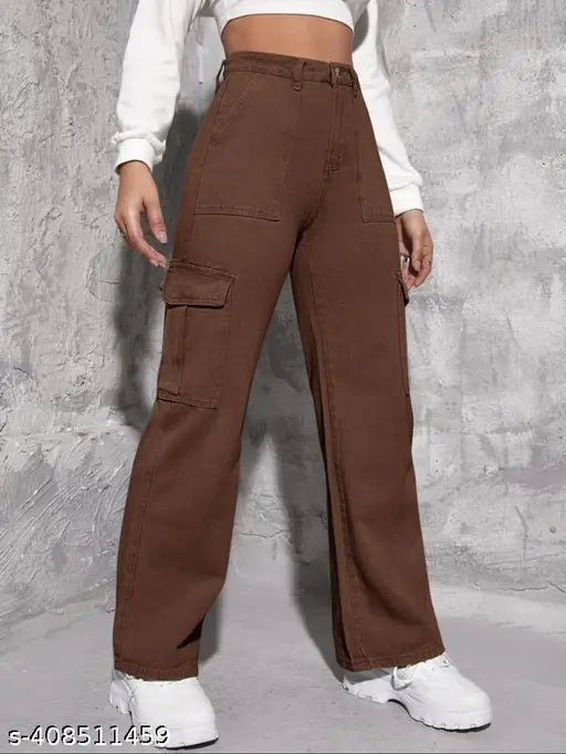 DENIM BROWN CARGO WIDE LEG