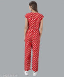 Vivient Women Red Polka Printed Jumpsuite