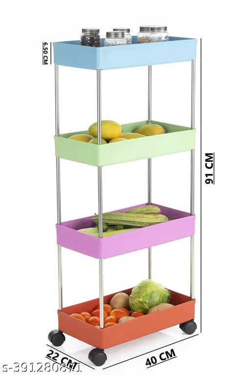 ELIGHTWAY MART Vegetable Kitchen Trolley Plastic ( Shelve-4/MULTY )