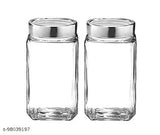 Cube Glass Jar Canister Storage Container Airtight Lid Buckle Kitchen 300ml Set of 6