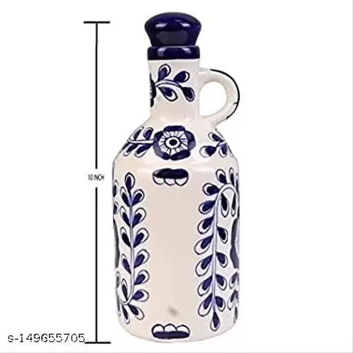 Kraftlik Handicrafts Oil Dispenser with Lid for Kitchen | Ceramic Oil Bottle | Oil Sprayer | Oil Container for Kitchen Storage | Ideal for Storage of Cooking Oil, Vinegar and Other Liquid Items at Home | Must have for Kitchen Restaurant 1 Litre (Pack of