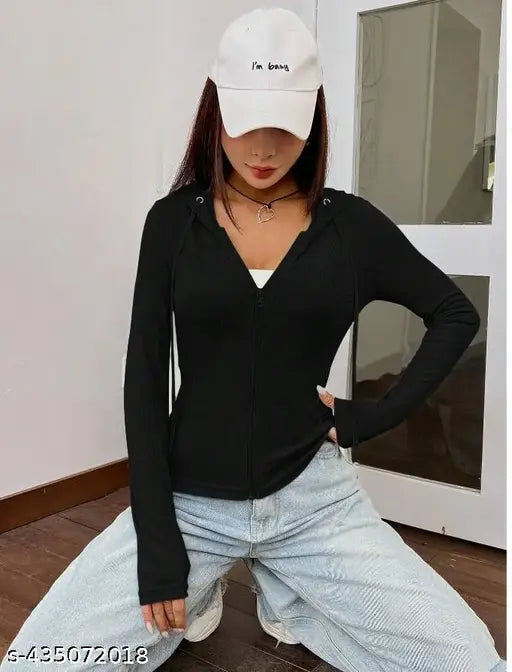 Fancy Fashionista Black Women Sweatshirts Hoodies For Womens/Girls