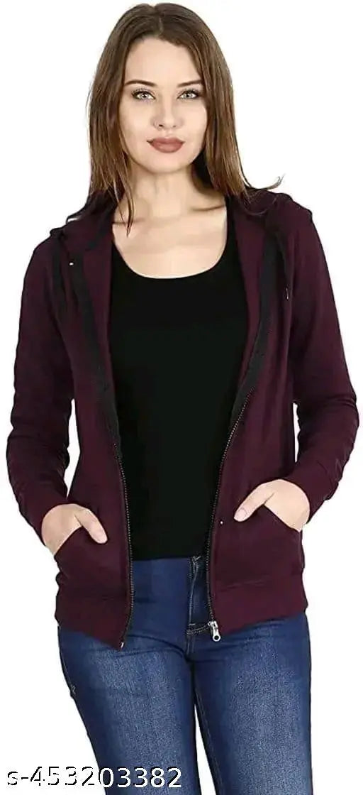 #BARIRA FASHION# Zipper Sweatshirt For Women-Wine