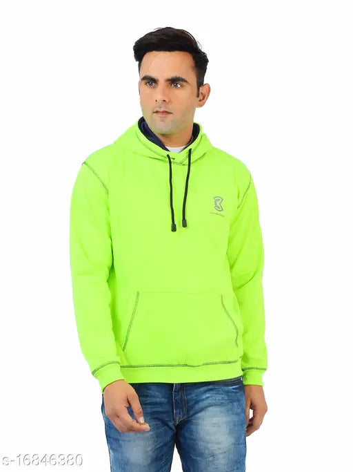 Chanda Khuba Men's Neon Green Sweatshirt Full Sleeve Kangaroo Pocket Pullover hoodies - CKHD03-02