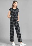 Women's Black Applique Crepe jumpsuit