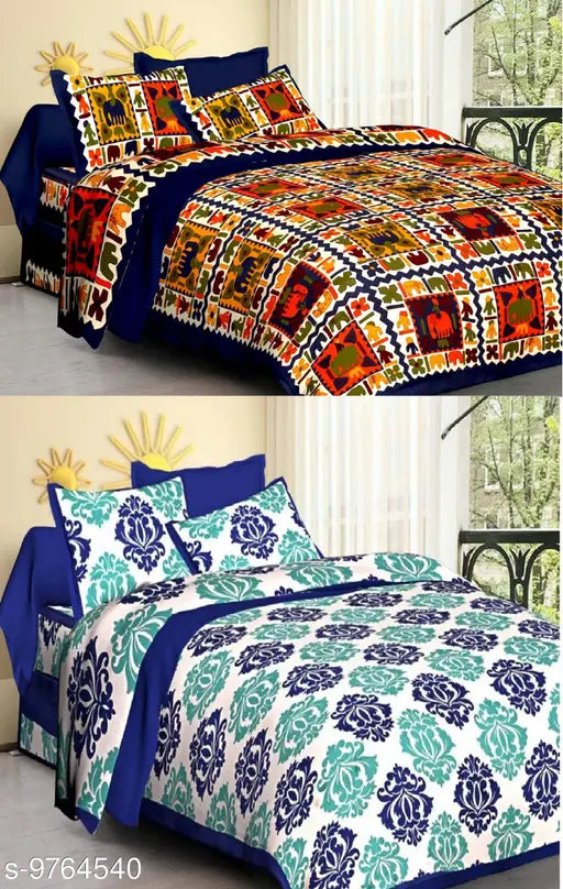 Jaipuri Printed Double Bed sheet pack of 2