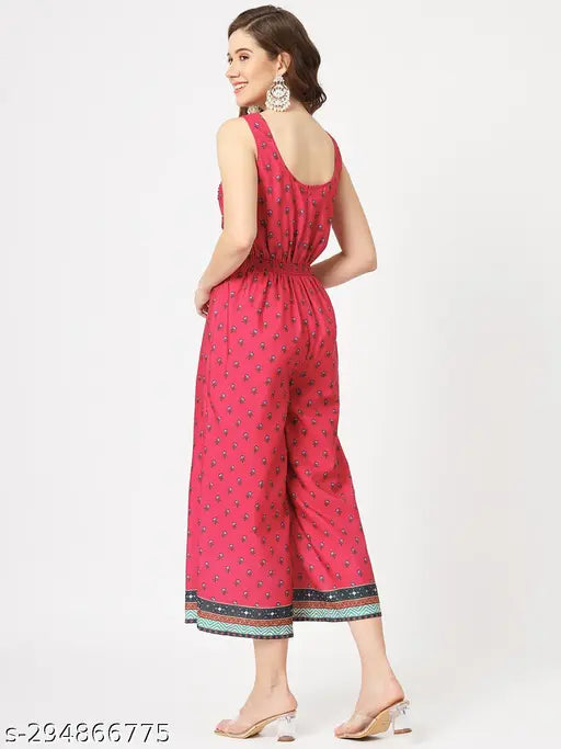 Pannkh Women's Wedding Inspired Allover Digital Printed Jumpsuit