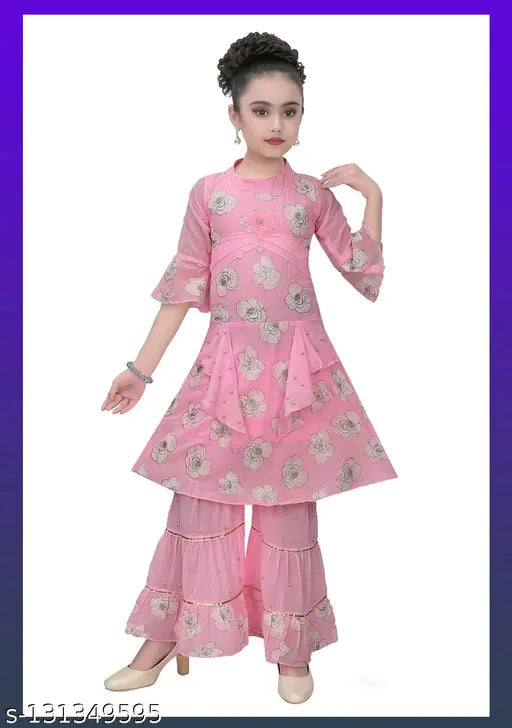 Premia Girls Festive Wear Kurta And Sharara set