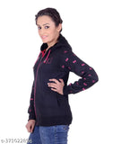 Goodluck Fleece Casual Full Sleeves Printed Hooded Sweatshirt For Women